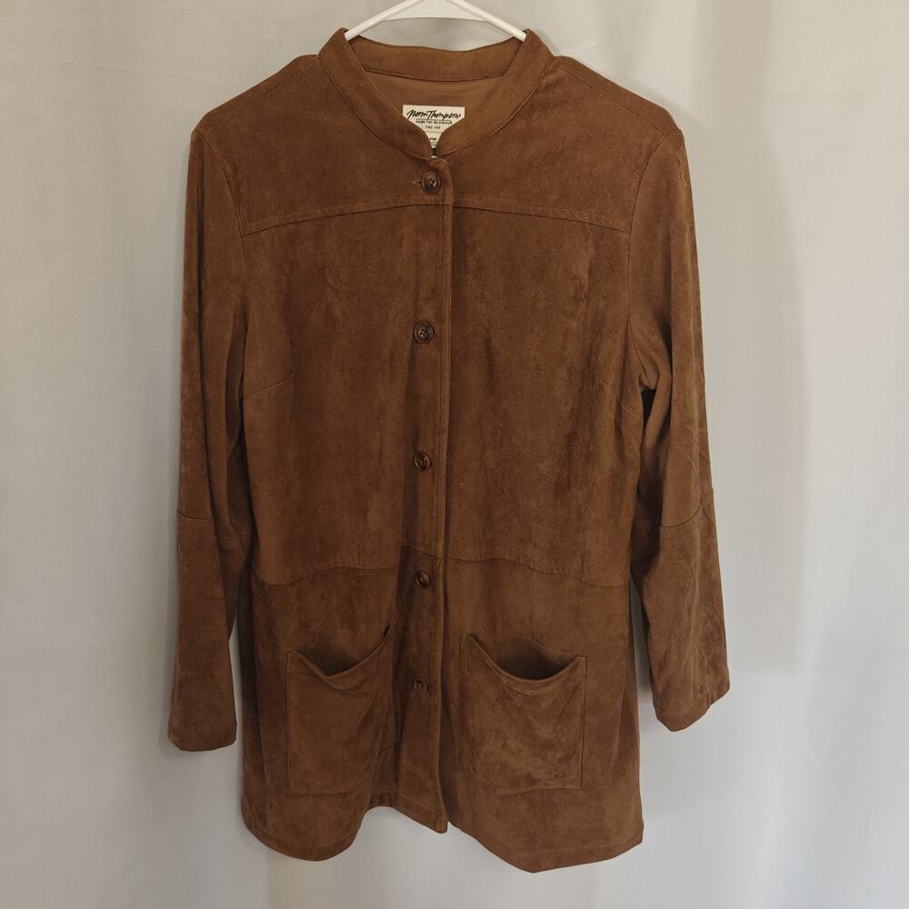 Norm Thompson Women MP Mid Length Jacket Brown Lined Suade Pockets